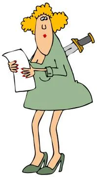 Woman stabbed in the back Stock Illustration