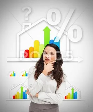 Woman standing against energy efficient house graphic Stock-Fotos