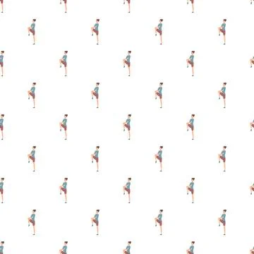 Woman standing and pulling up knee in an exercise pattern イラスト素材