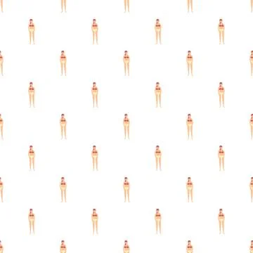 Woman standing in bikini with patterned seamless background 스톡 일러스트