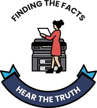 A woman is standing in front of a printer Illustrazione stock