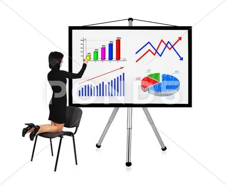 Woman standing graph Stock Illustration