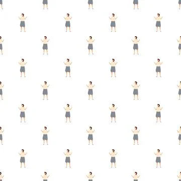 Woman standing with hands up seamless pattern Stock Illustration
