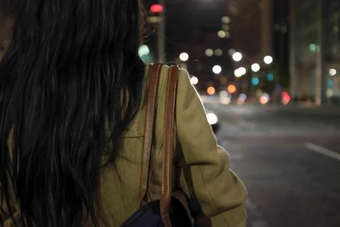 Woman standing at intersection Stock Photos