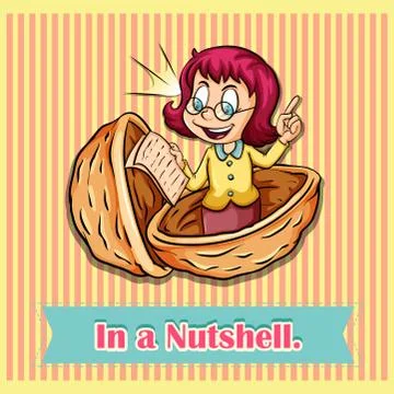 Woman standing in nutshell Stock Illustration