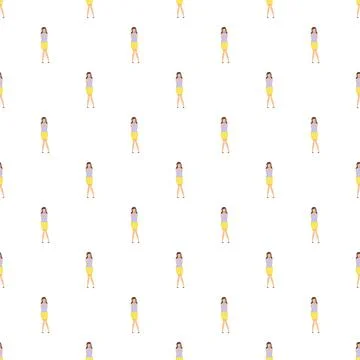 Woman standing seamless pattern abstract background design Stock Illustration