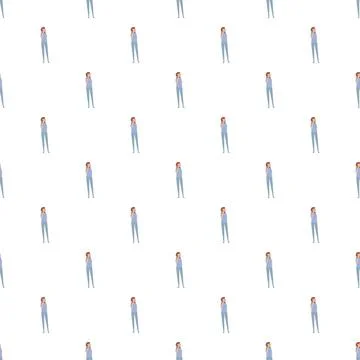 Woman standing thinking seamless repeating pattern illustration Stock Illustration