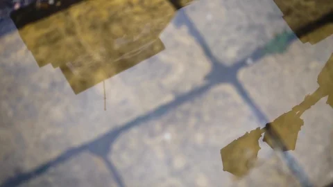 Woman stepped on a reflection in a puddle day Vídeo Stock 112004557