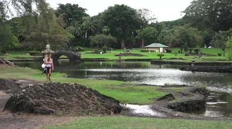 Woman strolling in park Stock Footage 44014669