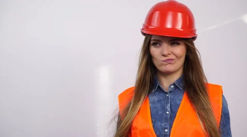 Woman structural engineer in helmet. 4K Stock Footage 56453405