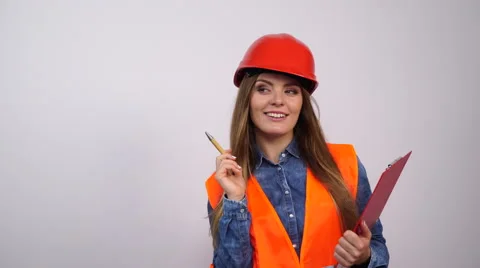 Woman structural engineer writing. 4K Stock Footage 56453602