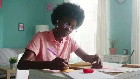 Woman Student Is Making Notes While Reading Stock Footage 146527151