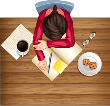 Woman study on the table Stock Illustration