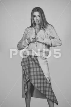 Woman in stylish dress, glamour, elegance. Stock Photos