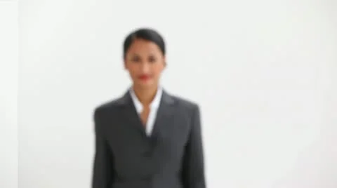 Woman in a suit walking Stock Footage