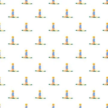 Woman on surfboard seamless pattern vector illustration Illustrazione stock