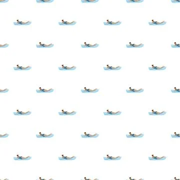 Woman swimming repeating pattern for active lifestyle Stock Illustration