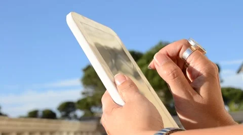 Woman with a tablet computer 스톡 동영상 47900440