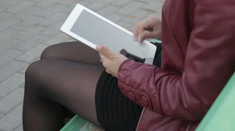 Woman with tablet Stock Footage 49703660