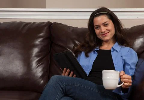 Woman with a tablet Stock Photos