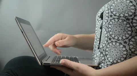 Woman with Tablet which include Keyboard Stock Footage 11435722