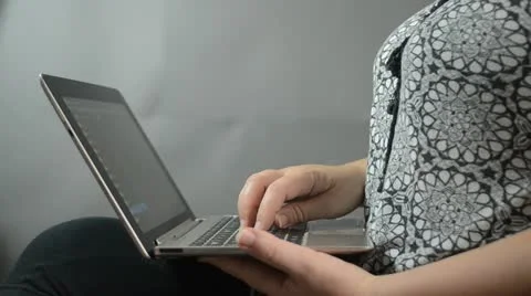 Woman with Tablet which include Keyboard Stock Footage 11435754