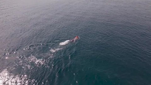 Woman Taking Off and Falling on a Flyboard off Kalamata, Greece Stock Footage 344636870