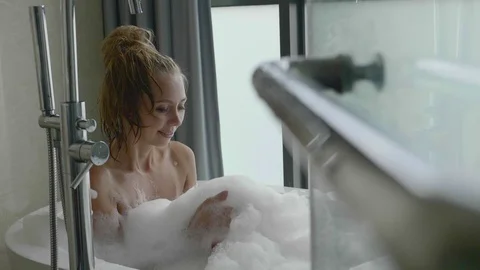 Woman Taking A Bath Stock Footage 86404017