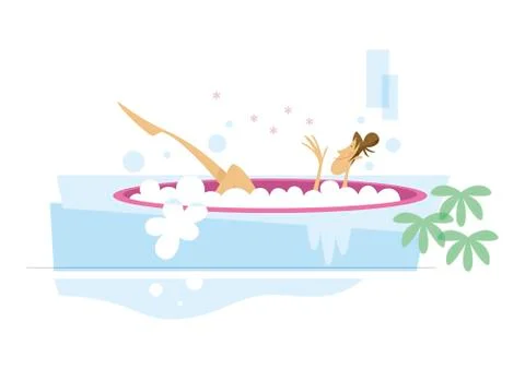 Woman taking a bath Stock Illustration