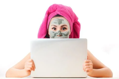 Woman taking care of her skin Stock Photos