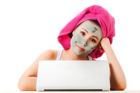 Woman taking care of her skin Stock Photos