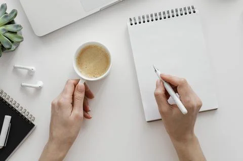 Woman taking notes notepad 写真素材