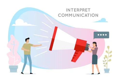 Woman taking through megaphone Stock Illustration