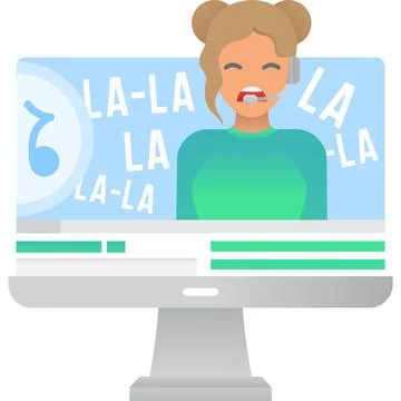 Woman talking on computer screen icon vector Stock Illustration
