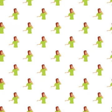 Woman talking on mobile phone pattern background Stock Illustration