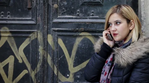 Woman Talking Phone Stock Footage 34656150