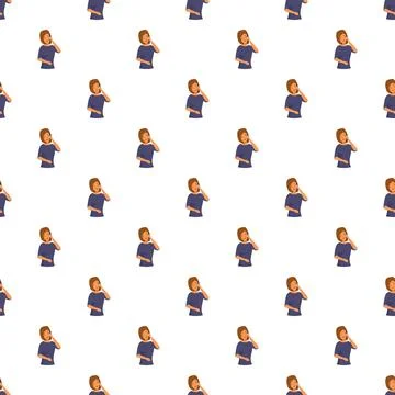 Woman talking on smartphone seamless pattern for digital background Illustrazione stock