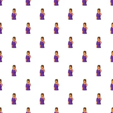Woman talking on smartphone seamless pattern background Stock Illustration