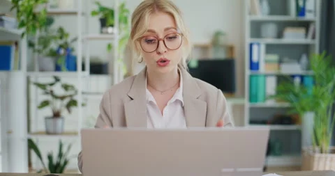 Woman Talking on Video Call with Client Video stock 280127490