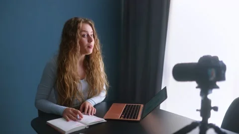 Woman talking in video chat Stock Video Pond5