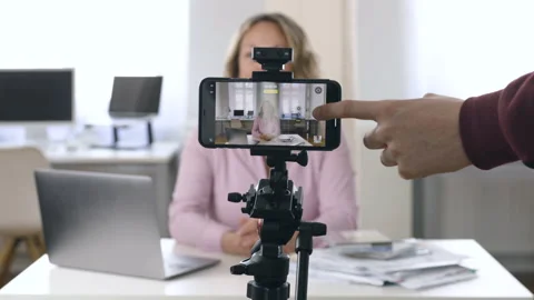 Woman Talking While She Records Herself On Smartphone Stock Footage 135027225