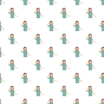 Woman tapping head thinking crazy seamless pattern Stock Illustration