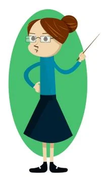 Woman teacher character with a pointer Stock Illustration