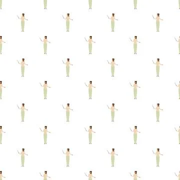 Woman teacher pointing with pointer seamless pattern Stock Illustration