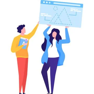 Woman teaching man webdesign vector flat icon Illustrazione stock