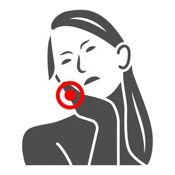 Woman teeth hurt solid icon, body pain concept, person has toothache vector sign Stock Illustration