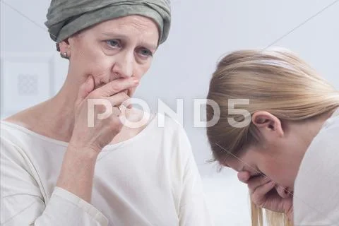 Woman telling about an illness Stock Photos