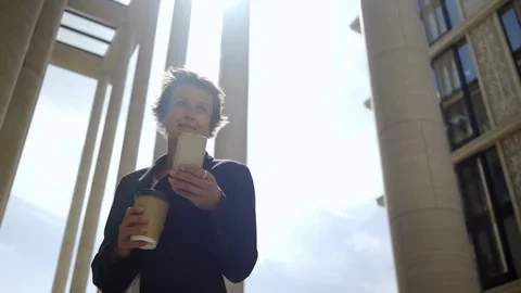 Woman texting while waiting Stock Footage 94054940