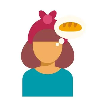 Woman thinking about bread, feeling hungry Stock Illustration