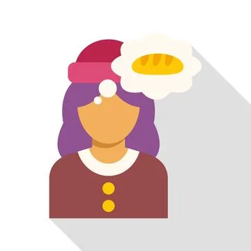 Woman thinking about bread symbolizing hunger and poverty Stock Illustration